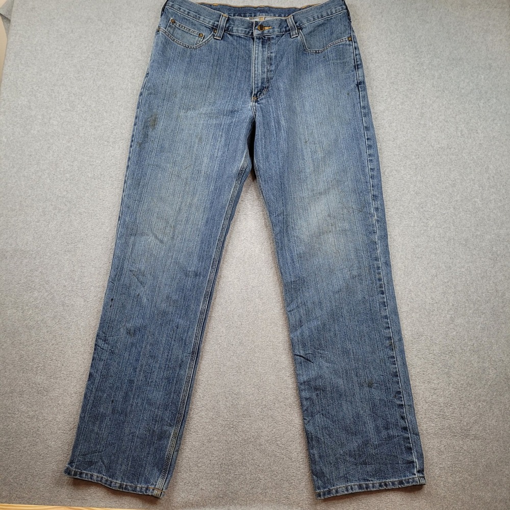 Carhartt Relaxed Fit Jeans‎ Mens 36x34 Blue Denim Workwear Pants 101483-980